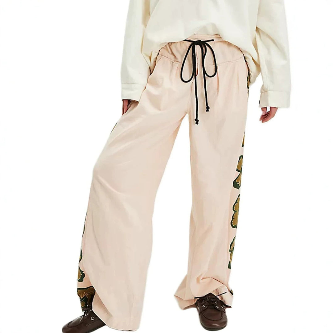Women's Fashion Summer Pants with Floral Pattern