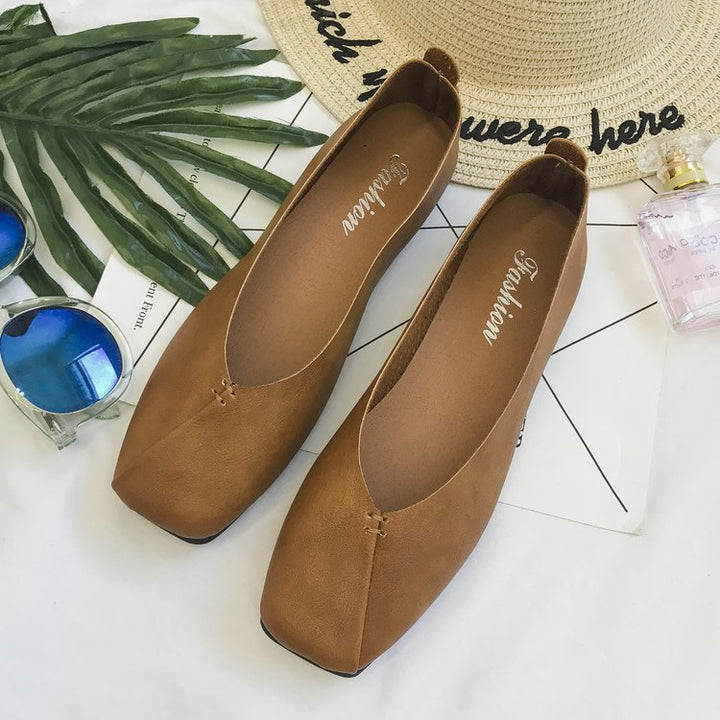 Ladies nan square ballerina slippers made of soft synthetic leather with cushioned comfort insole Mune Fashion