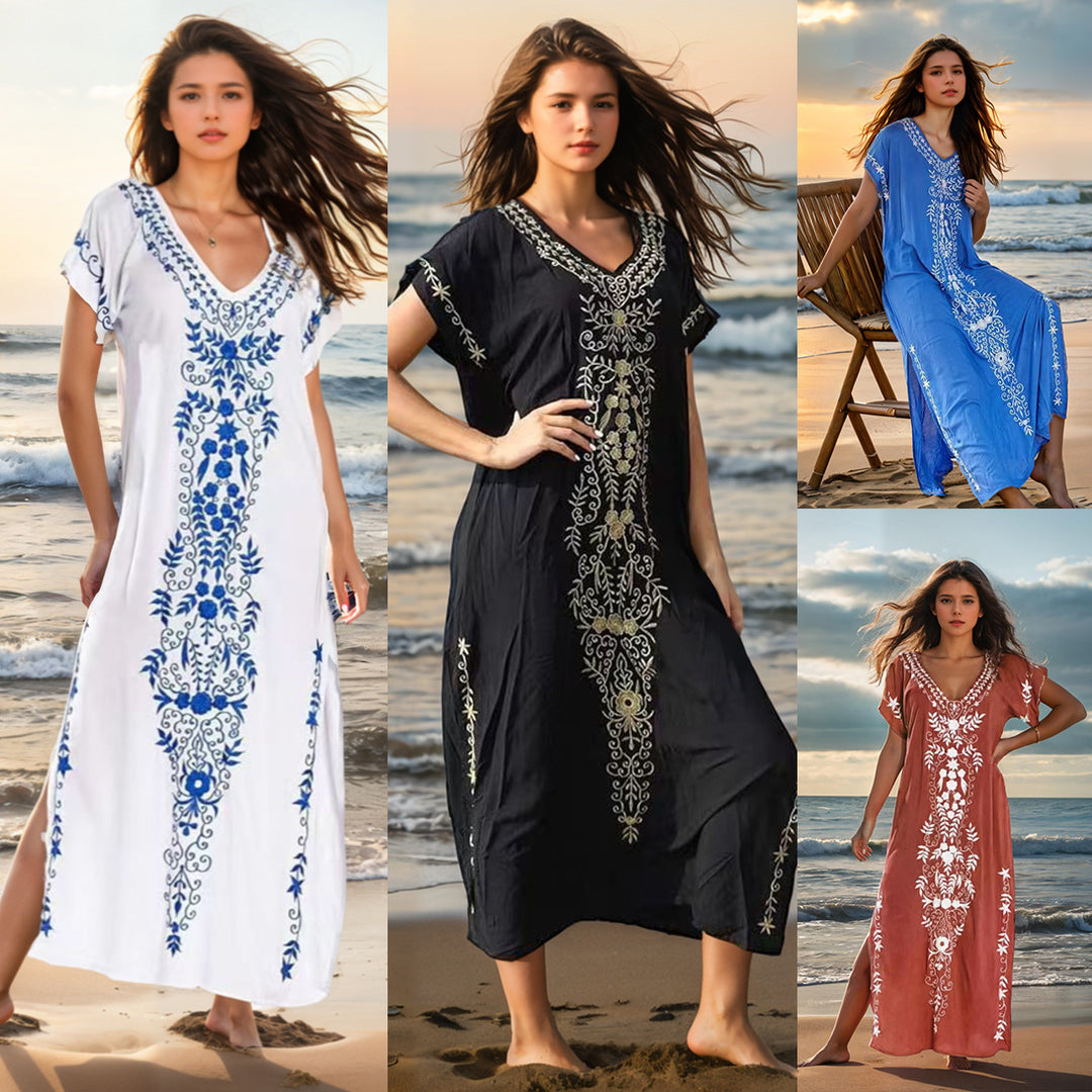 Ladies elegant beach cover-up with intricate embroidery design Mune Fashion