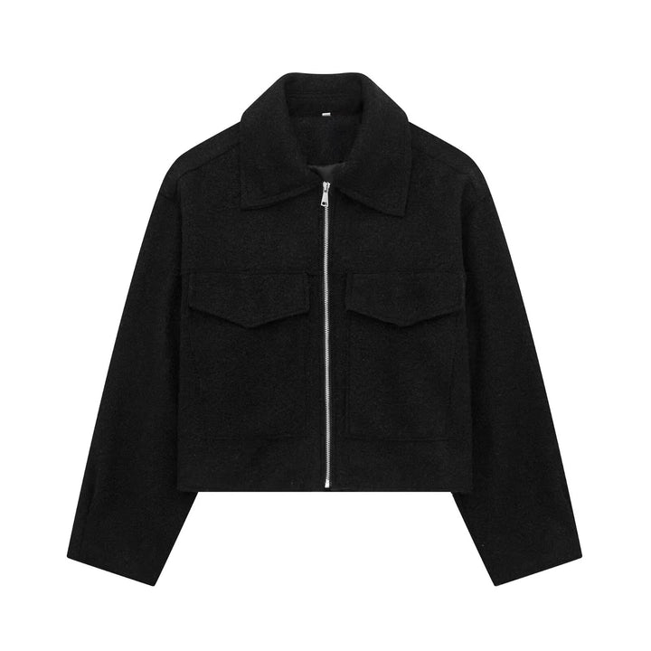 Women's Short Cut Sherpa Jacket with Zip and Flap Pockets Mune Fashion