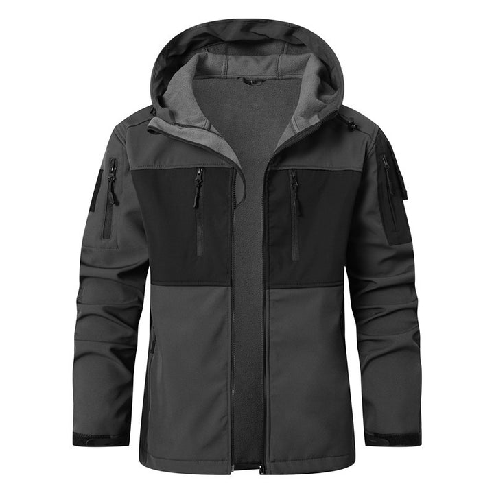 Men's Softshell Tactical Jacket with Fleece Lining, Hood and Multifunctional Pockets Mune Fashion