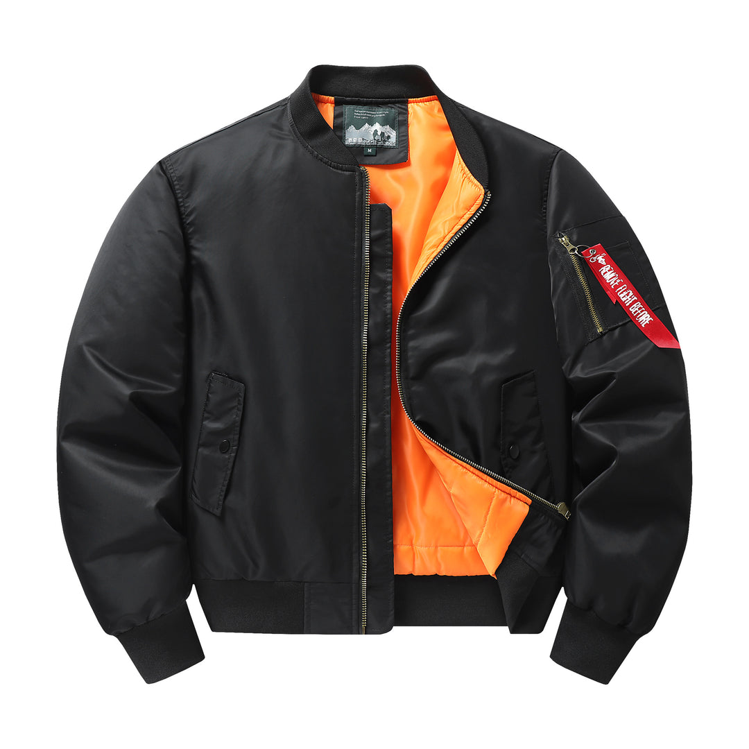 Men's pilot bomber jacket with contrast lining windproof shell and sleeve utility pocket Mune Fashion