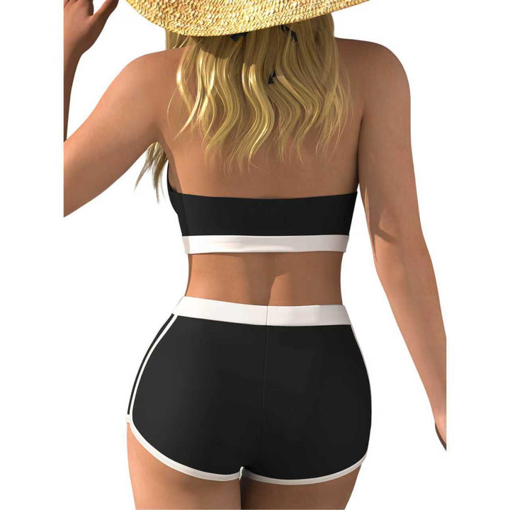 Women's bikini top with deep V-neck and ankle-length shorts Mune Fashion
