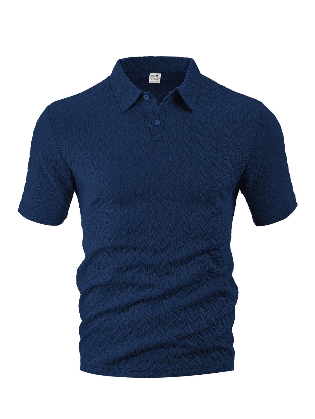 Men's structured short sleeve knit collar shirt with chevron pattern Mune Fashion