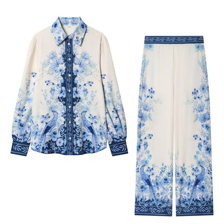 Women Wide Palazzo Pants with Elastic Waistband and Floral Trim Optics Mune Fashion