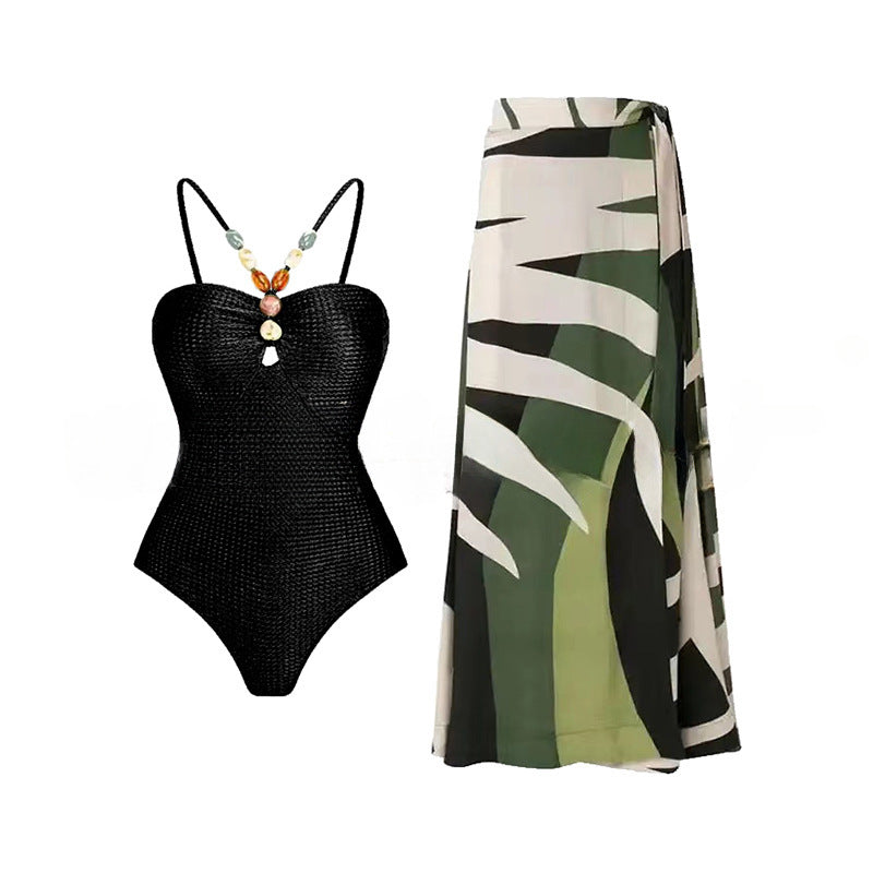 Women's One-Piece Swimsuit with Fashionable Jewelry Details Mune Fashion