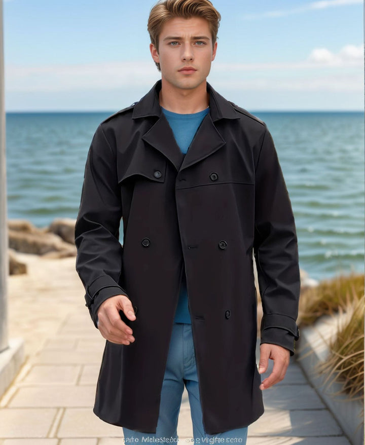 Men's urban raincoat in trench style with double-layer storm flap and adjustable cuffs Mune Fashion