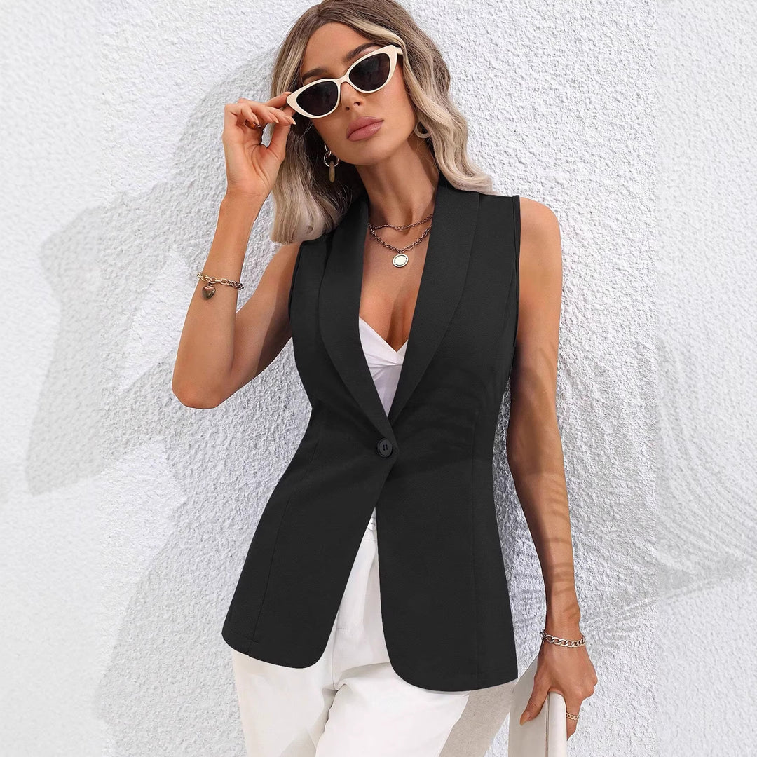 Women Sleeveless Tailored Blazer Vest Mune Fashion