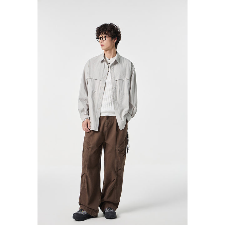 Unisex Oversized Shirt Jacket in Utility Style with Snap Button Placket Mune Fashion