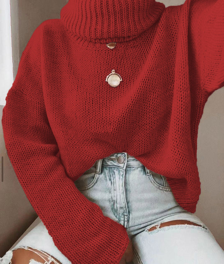 Women's Oversized Turtleneck Sweater Coarsely Knitted with Loose Fit Mune Fashion