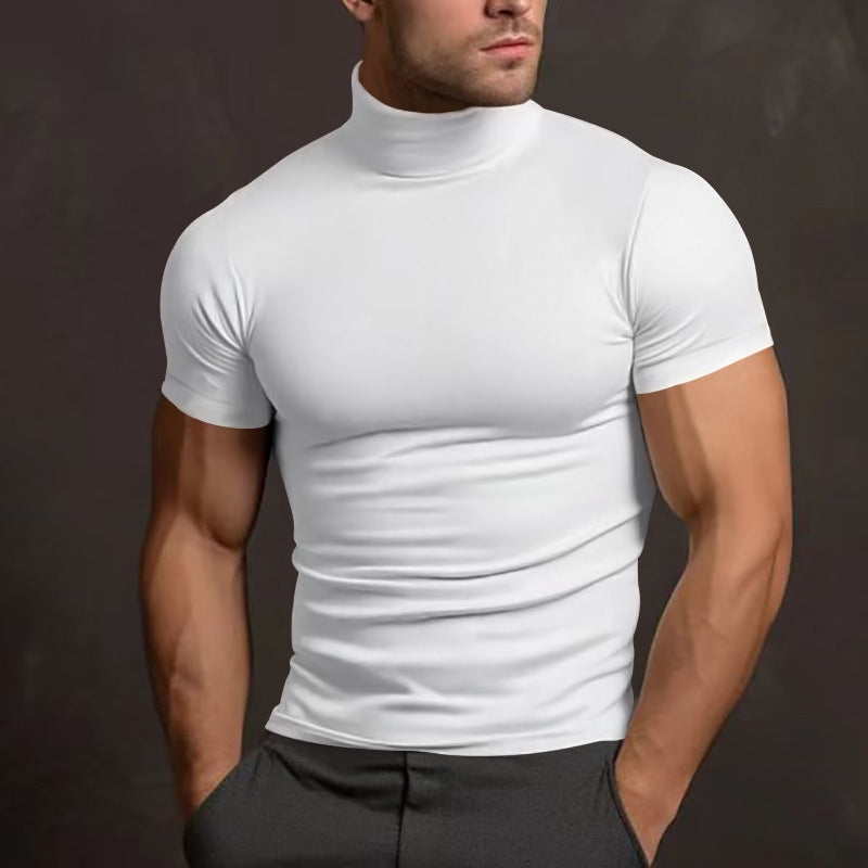 Men's body-hugging short-sleeve roll-neck shirt made of stretch jersey Mune Fashion