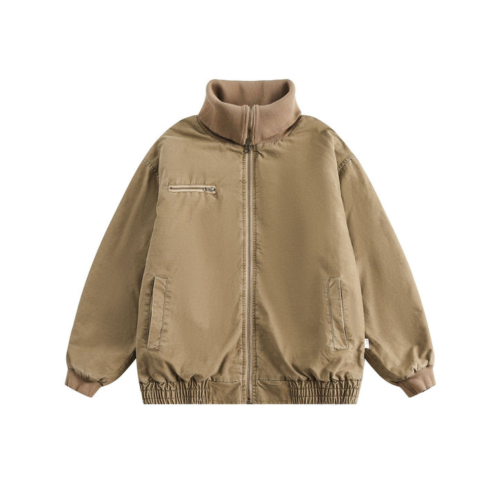 Unisex Oversize Bomber Jacket with High Ribbed Collar and Elastic Hem Mune Fashion
