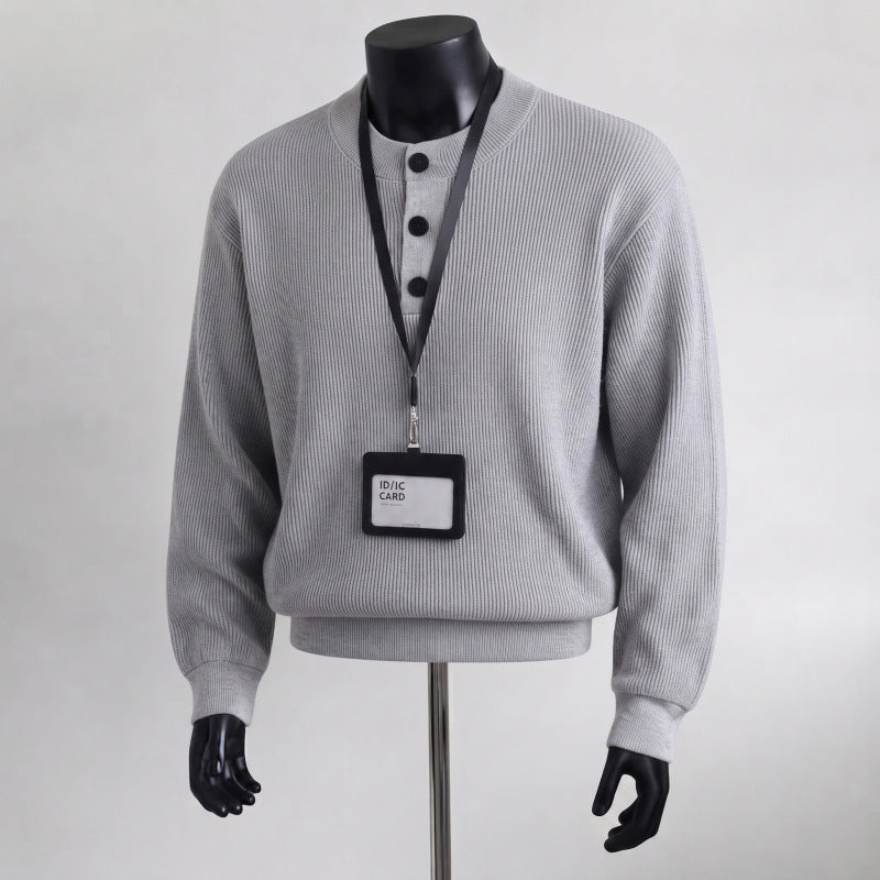 Men's chunky knit sweater with button placket Mune Fashion