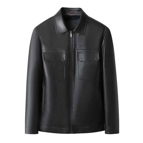Men's Premium Leather Shirt Jacket Style with Chest Flap Pockets Mune Fashion