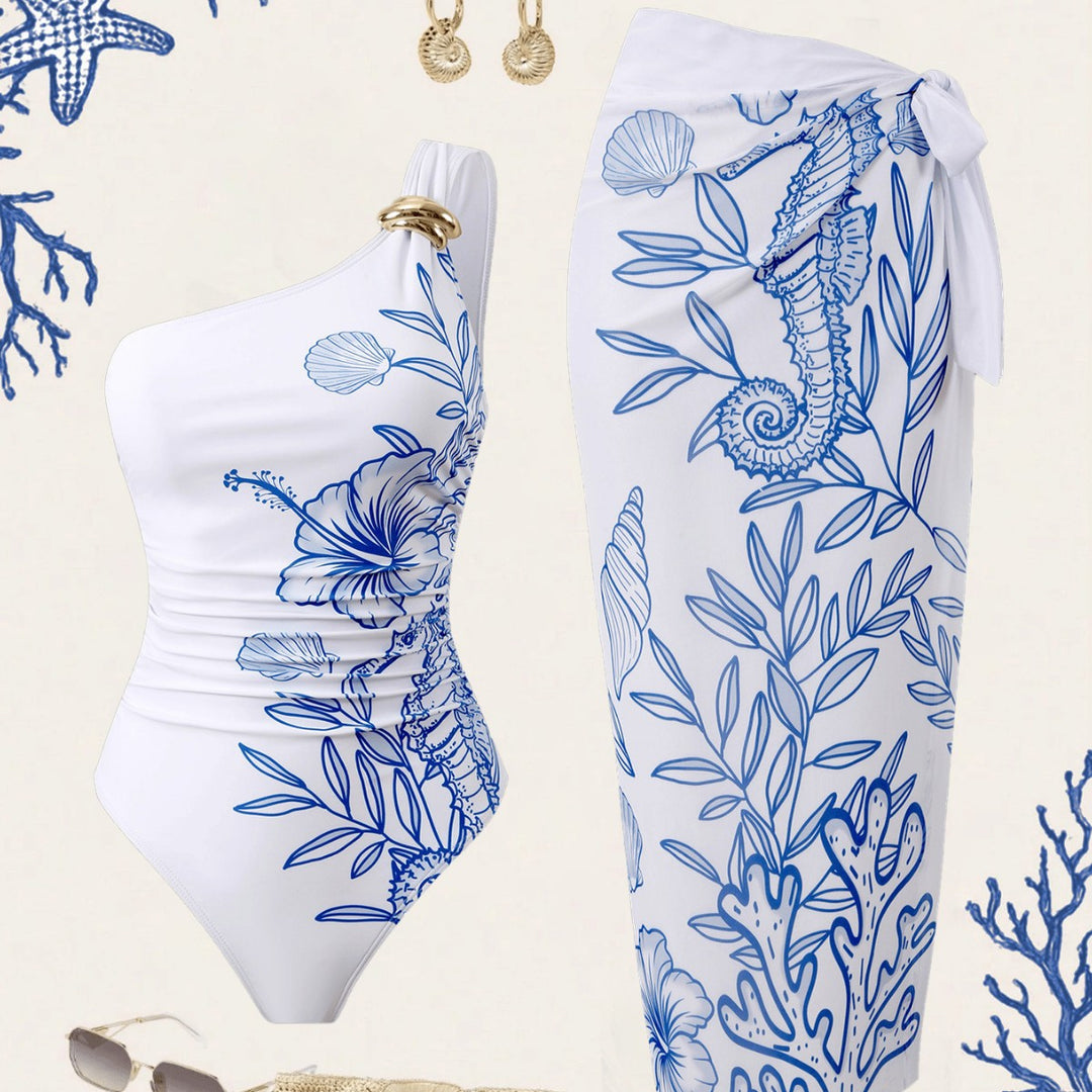 Women's One-Piece Swimsuit with Luxurious Floral Design Mune Fashion