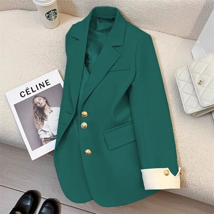 Women Elegant Blazer with Golden Buttons Mune Fashion