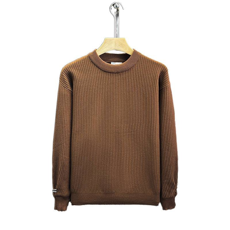 Men's fine ribbed knit pullover with crew neck and reinforced shoulder seams Mune Fashion