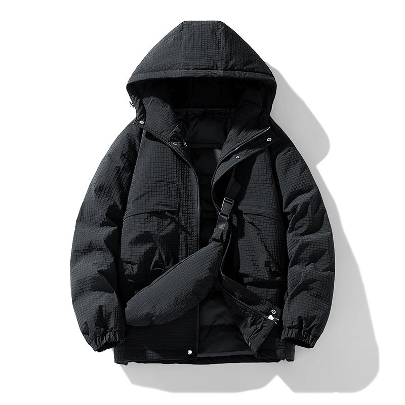 Men's Padded Ripstop Parka with Hood Oversized Cut and Integrated Shoulder Bag Mune Fashion