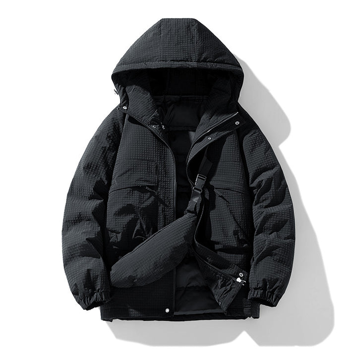 Men's Padded Ripstop Parka with Hood Oversized Cut and Integrated Shoulder Bag Mune Fashion