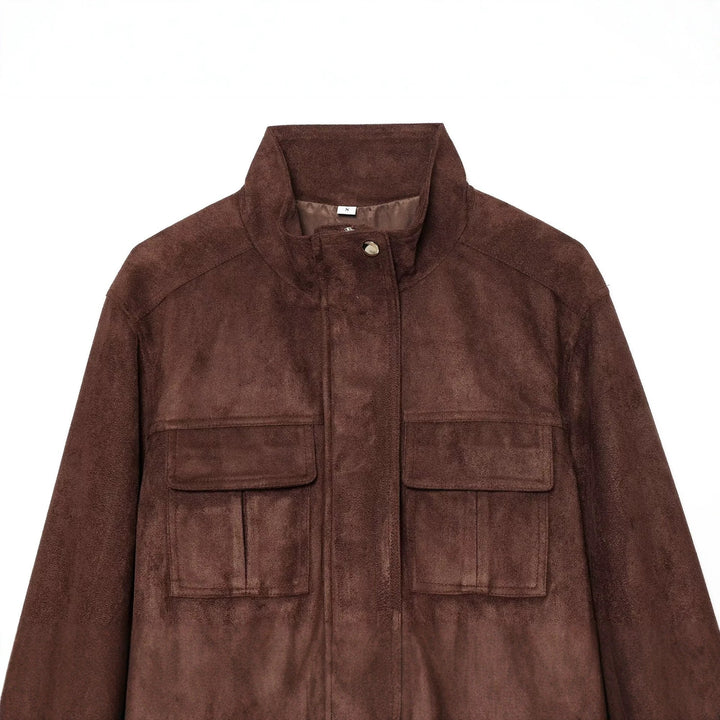 Women's Short Suede-Look Blouson with Drawstring Waist Drune