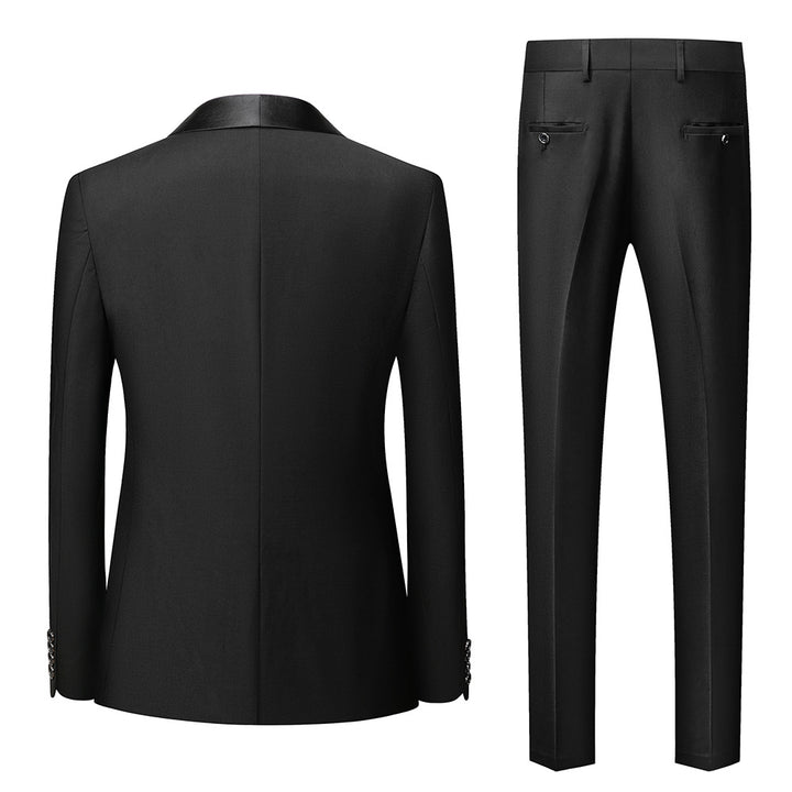 Men's single-breasted tuxedo with shawl collar, vest, and slim fit dress pants Mune Fashion