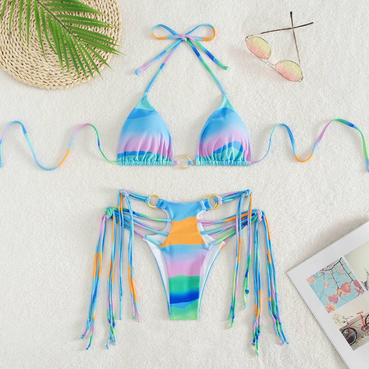 Women's triangle bikini with fashionable lace-up look and shimmering ring details Mune Fashion