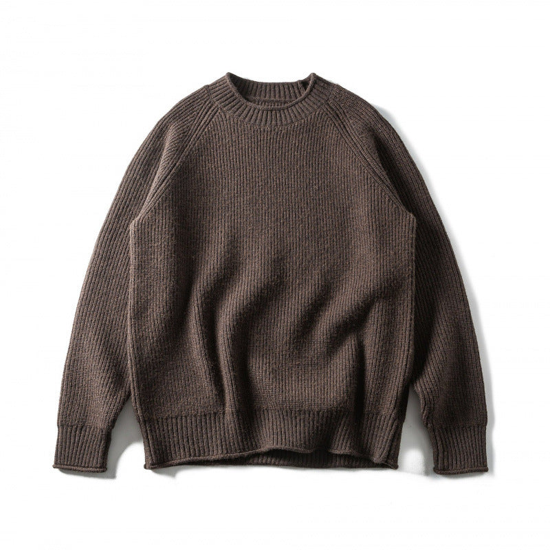 Unisex Coarse Knitted Round Neck Sweater in Oversized Boxy Cut with Raglan Sleeves Mune Fashion