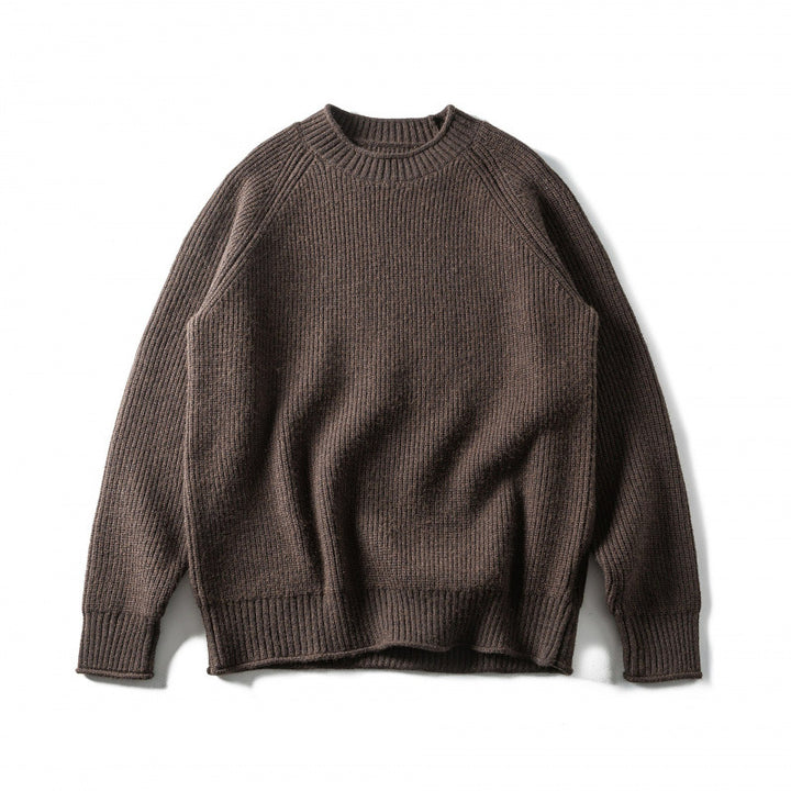 Unisex Coarse Knitted Round Neck Sweater in Oversized Boxy Cut with Raglan Sleeves Mune Fashion