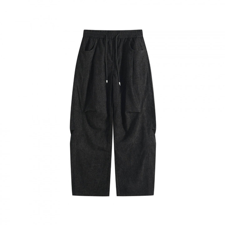 Women's Wide High-Waist Trousers with Drawstring and Large Patch Pockets Mune Fashion