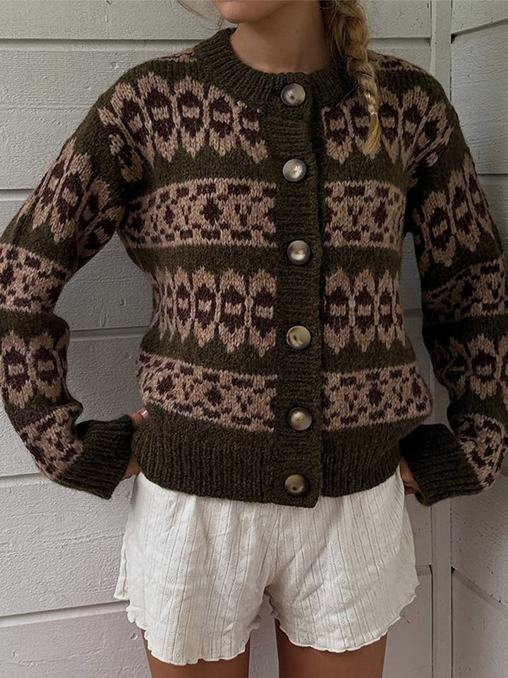 Women’s Norwegian pattern cardigan with button placket and ribbed hem Mune Fashion