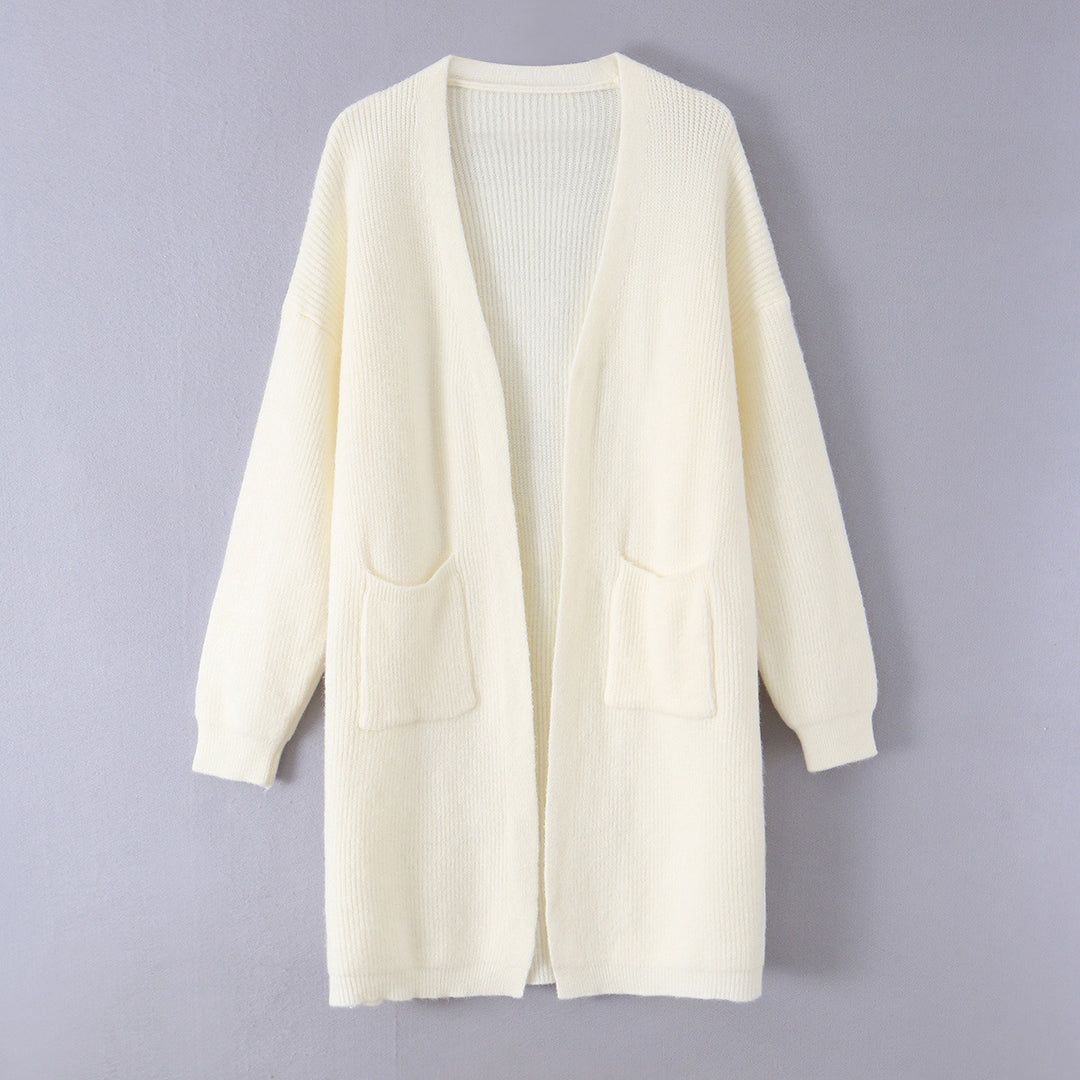 Ladies Longline Knit Cardigan with Patch Pockets Mune Fashion