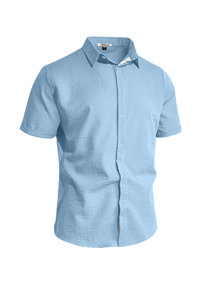 Men's breathable linen shirt with kent collar and rolled-up sleeves Mune Fashion