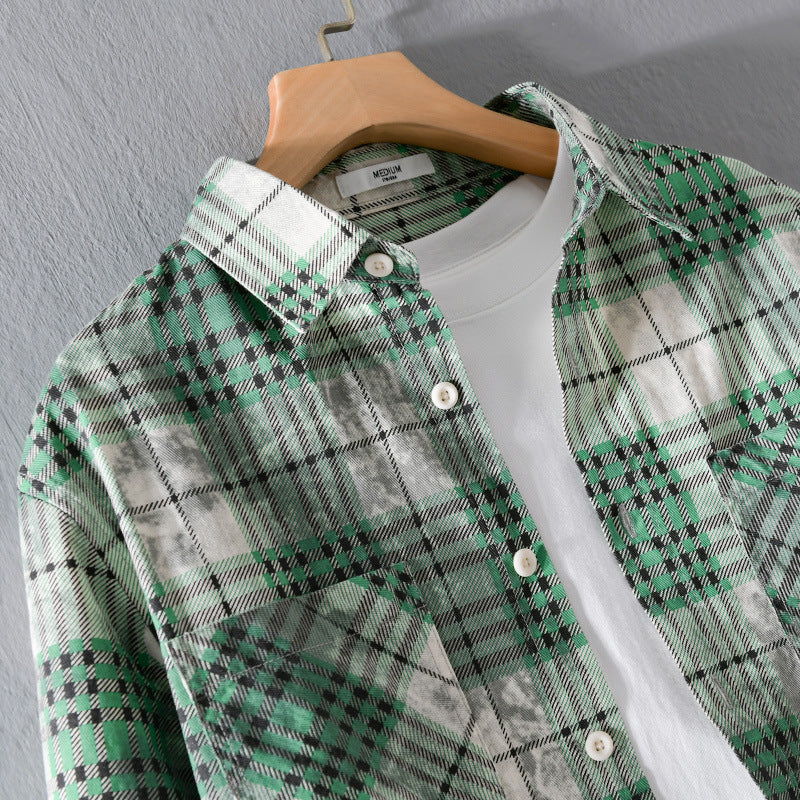 Men's plaid flannel shirt with patch chest pockets and relaxed fit Mune Fashion