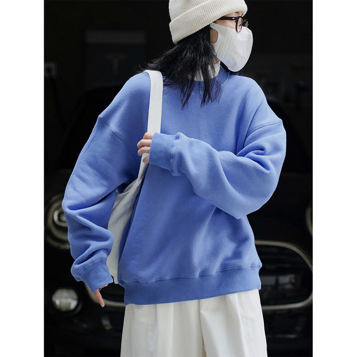 Women's Loose Oversized Sweatshirt with Drop Shoulder and Ribbed Hem Mune Fashion