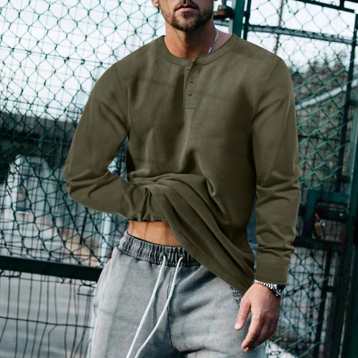 Men's Long Sleeve Henley Top made from Cotton Blend Slim Fit Mune Fashion