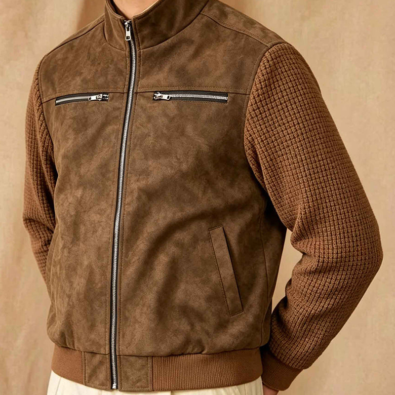 Men's transitional jacket with high collar and structured surface Mune Fashion