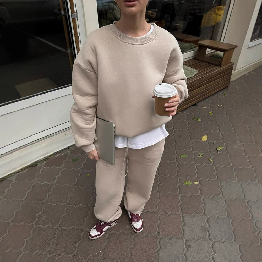 Women's Oversize Sweatshirt and High-Waist Lounge Jogging Pants Set made of brushed cotton blend Mune Fashion