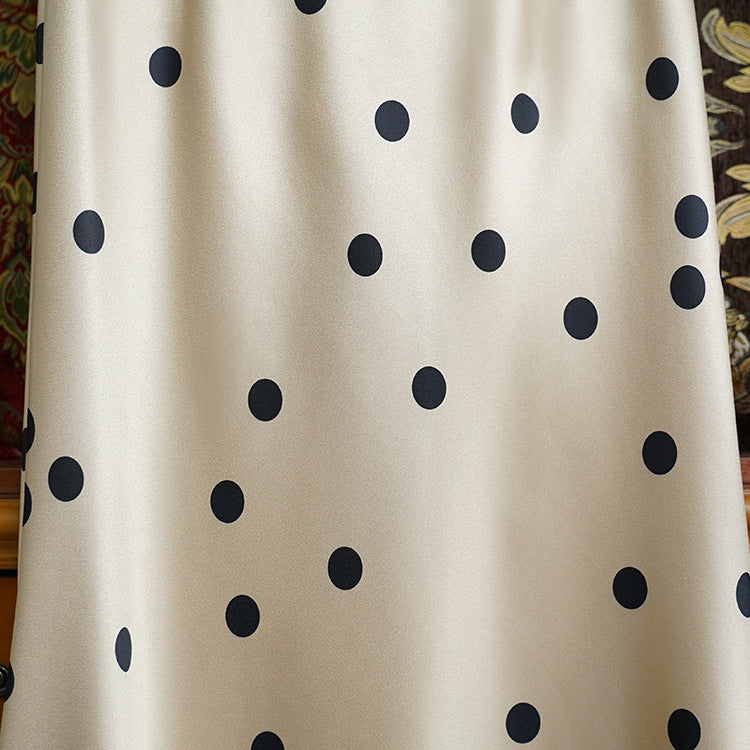 Women Elegant, Swinging Midi Skirt with Polka Dots Mune Fashion