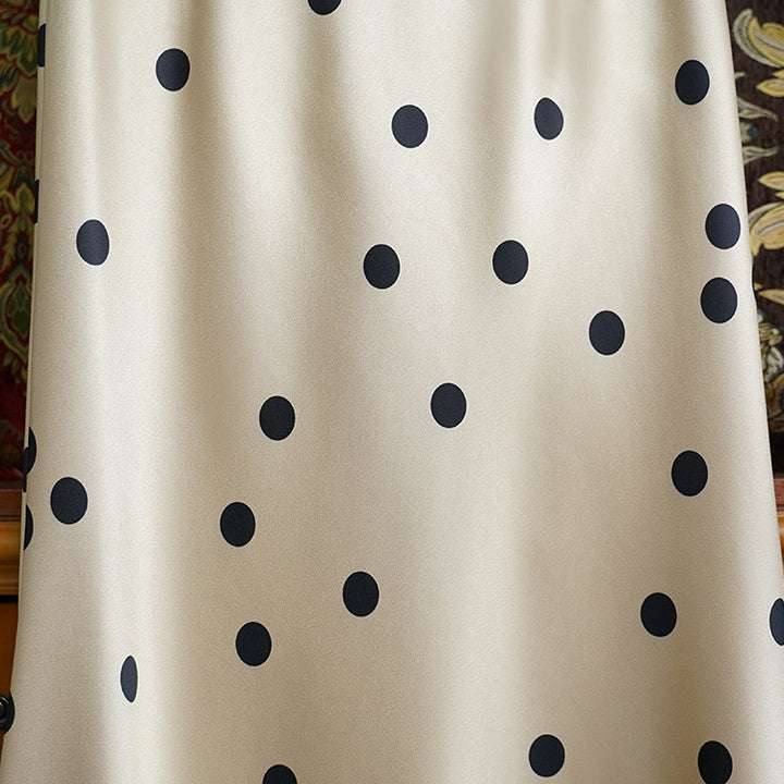 Women Elegant, Swinging Midi Skirt with Polka Dots Mune Fashion