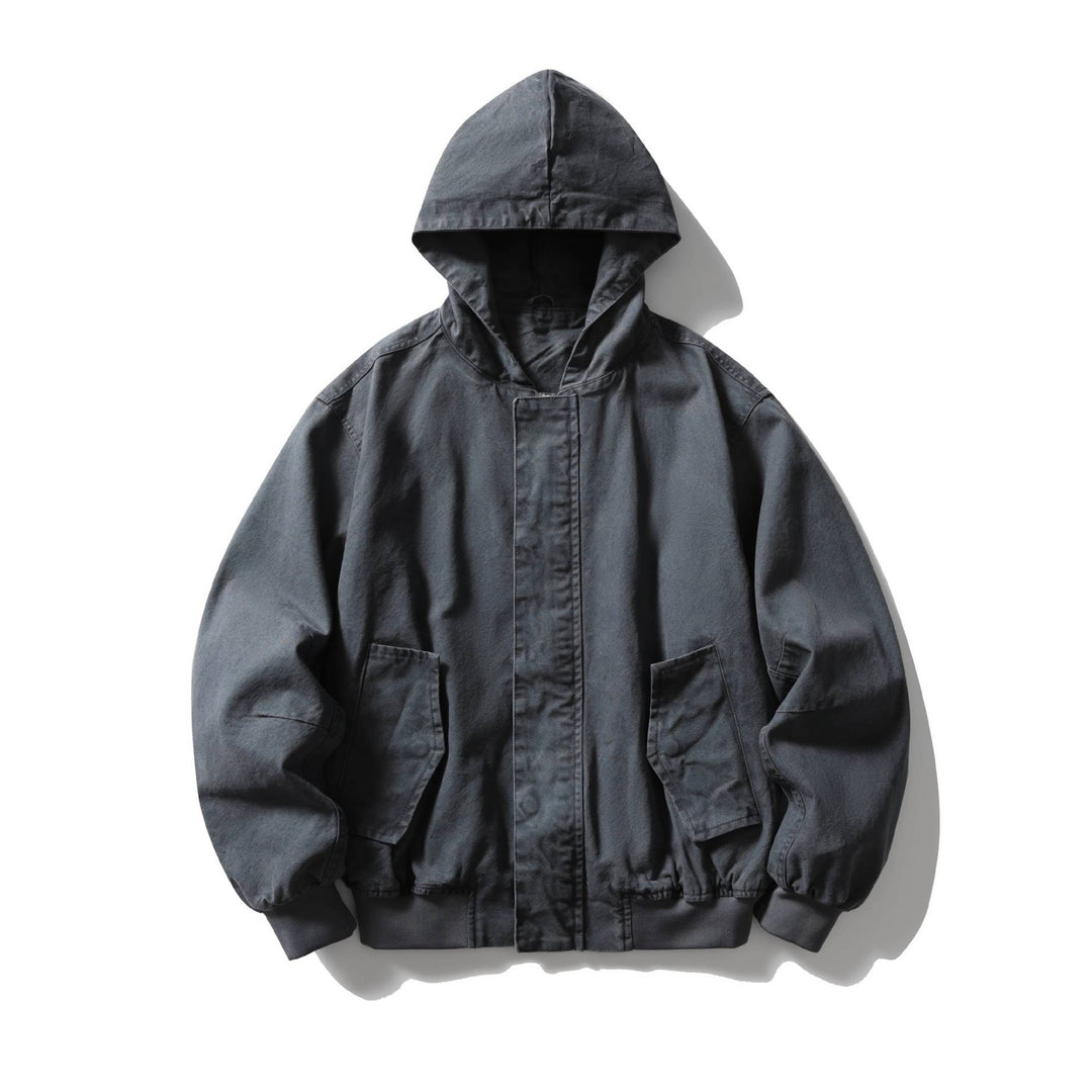 Unisex Boxy Utility Hooded Jacket made of sturdy canvas with ribbed cuffs and flap pockets Mune Fashion
