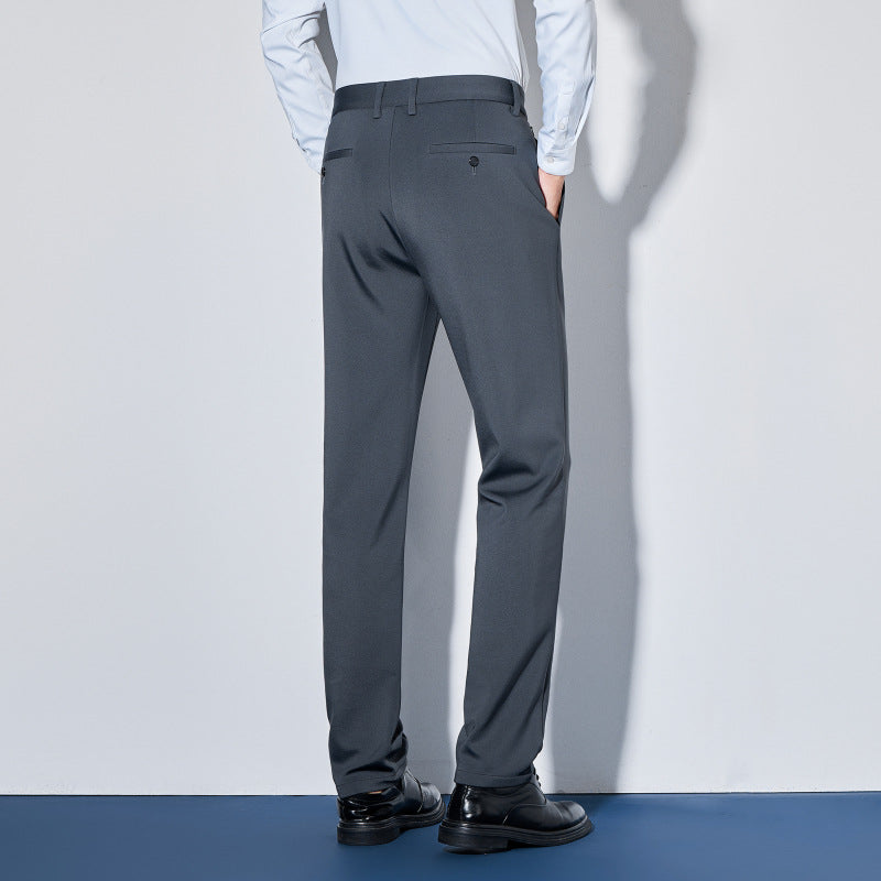 Men's Elegant Business Pants with Straight Cut and Elastic Waist Mune Fashion