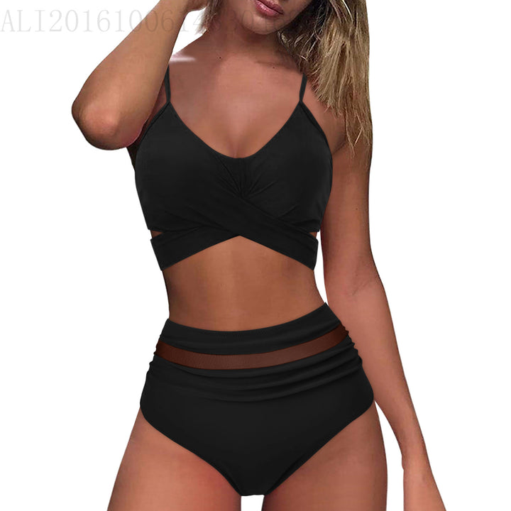 Women's High-Waist Bikini Set with stylish wrap top Mune Fashion