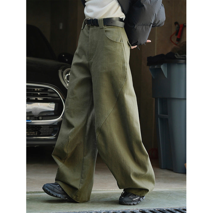 Women Wide High-Waist Cargo-Baggy Pants with Flap Pocket Mune Fashion
