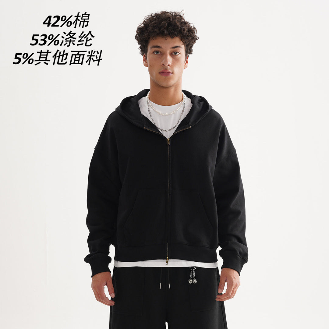 Unisex Zip-up Hooded Jacket in Boxy Cut made of Heavy French Terry Mune Fashion