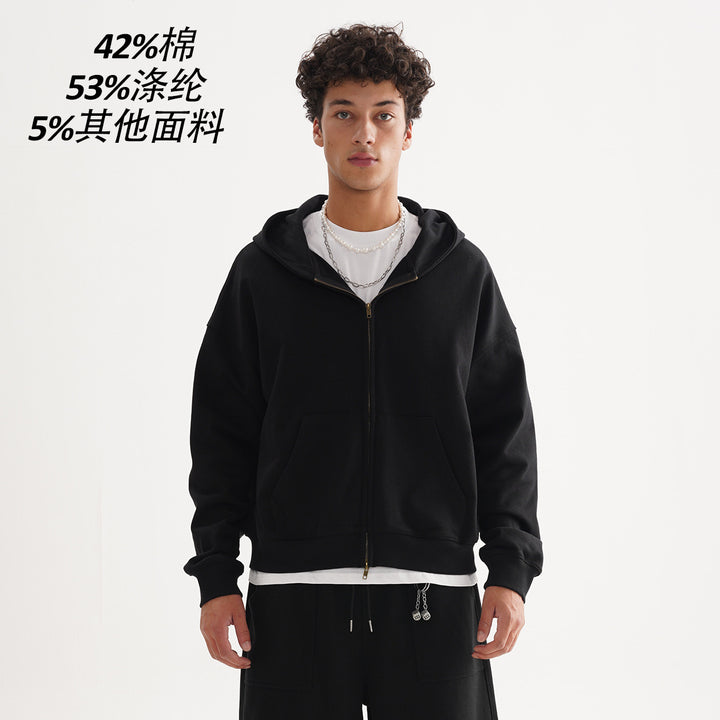Unisex Zip-up Hooded Jacket in Boxy Cut made of Heavy French Terry Mune Fashion