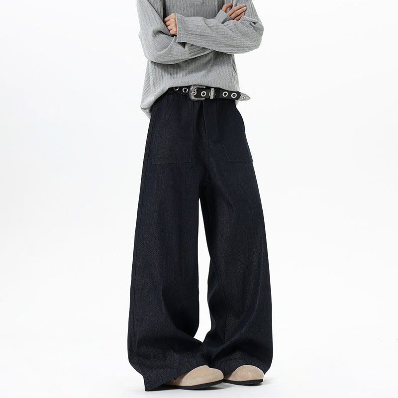 Women's Wide High Waist Denim Pants with Extra Wide Leg and Patch Front Pockets Mune Fashion