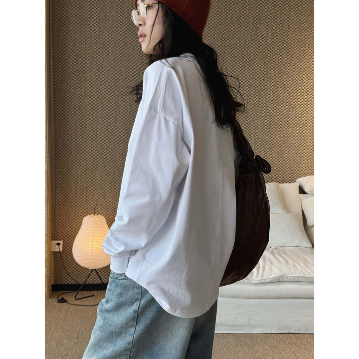 Women's Oversized Long Sleeve with Stand Collar and Dropped Shoulder Mune Fashion