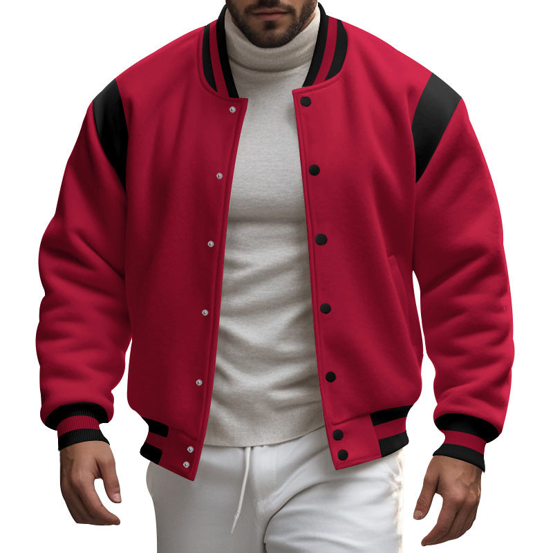 Men's nan College baseball jacket with snap button placket, ribbed collar and contrasting yokes Mune Fashion