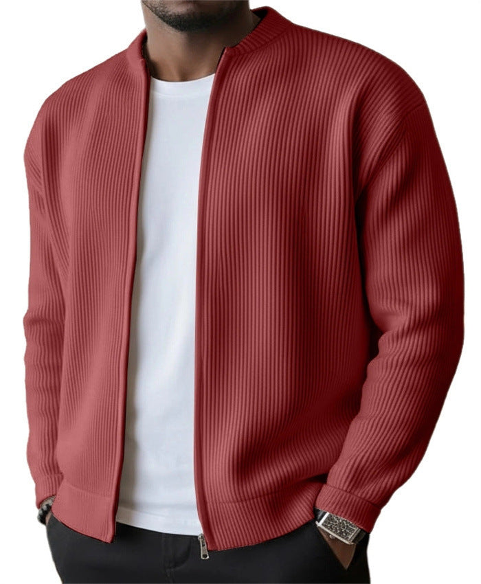Men's Ribbed Bomber Cardigan with Full Zip EB