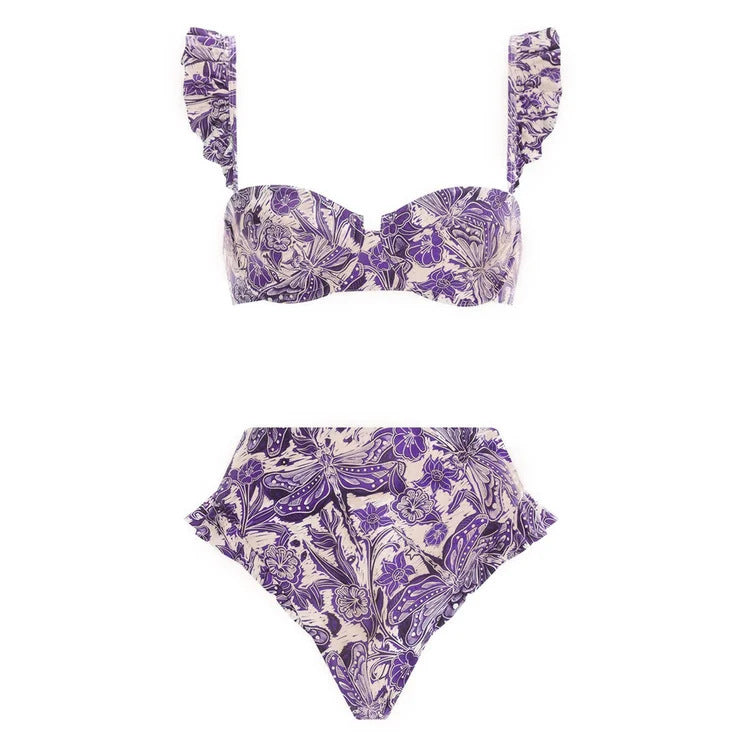 Women's bikini set with stylish wrap skirt and playful ruffle design Mune Fashion